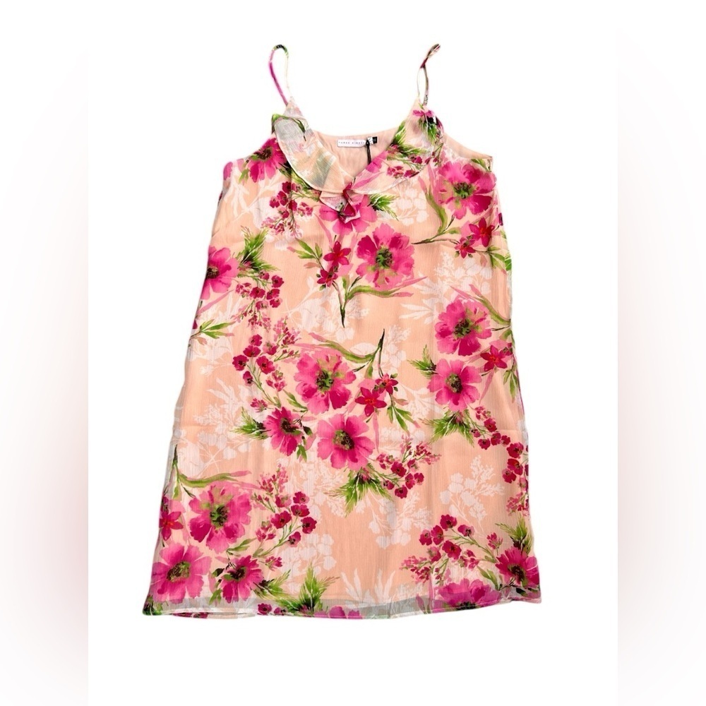 Three Eighty Two Floral Pink and Green Sleeveless Dress sz XS nwt, 016